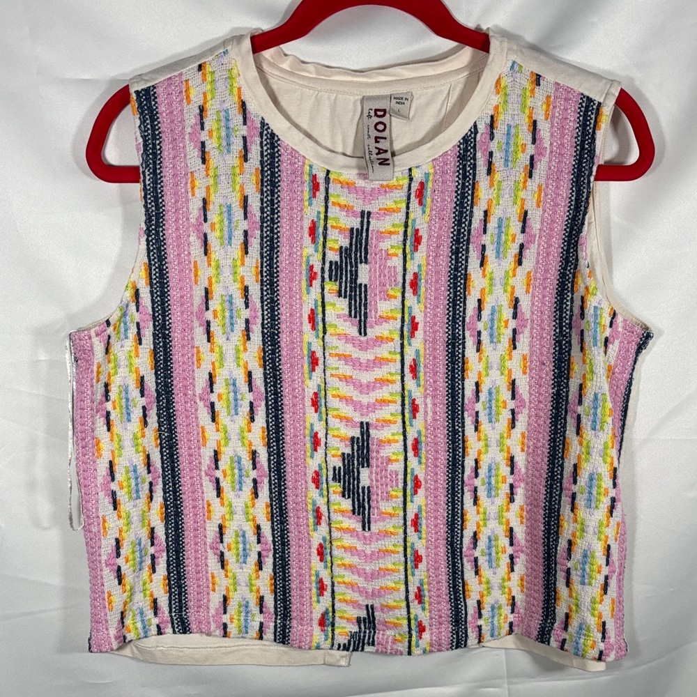 Dolan Multicolor Patterned Sleeveless Top Sz L - image 1